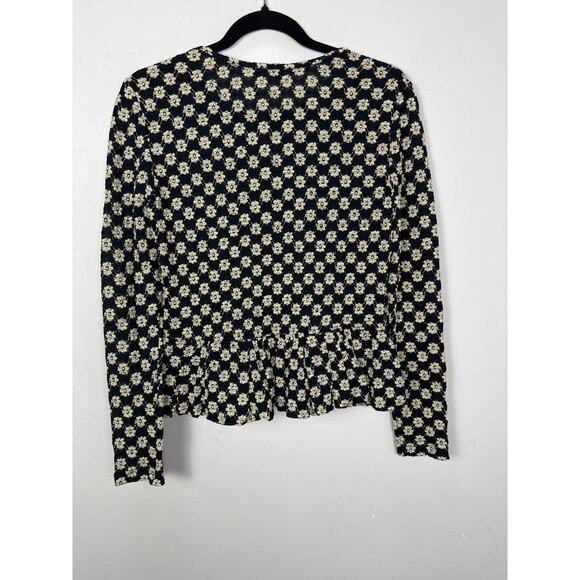Rebecca Taylor NWT Women’s Black Ivory Lace Floral Peplum Top size Medium - Picture 5 of 7